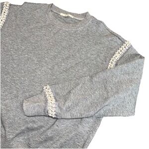 Rivir Pearl Embellished Gray‎ Crewneck Sweatshirt Holiday Stretch Women's M $90
